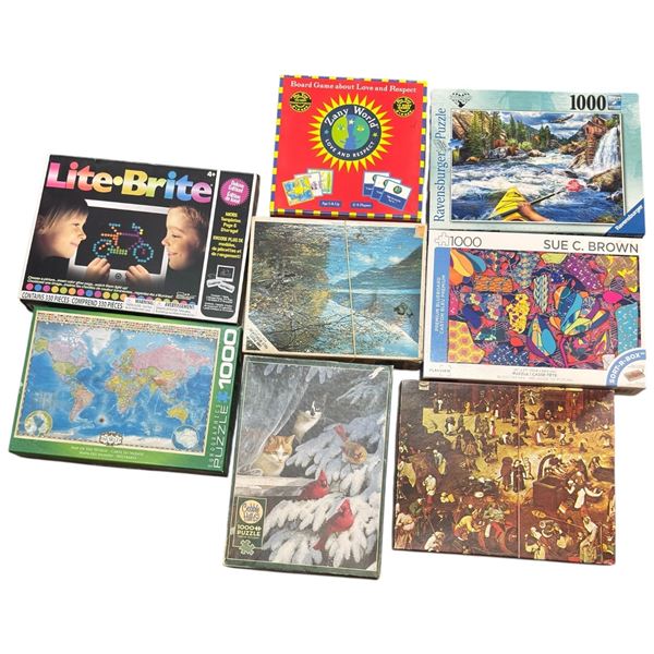 Large Collection of Puzzles and Games: Ravensburg. Lite-Brite and More