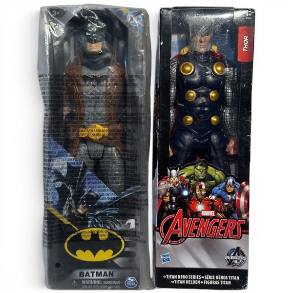 Hasbro Marvel Advnetures Titan Hero Series Thor and Spinmaster Batman Forever 12" Action Figures