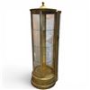 Image 2 : Hollywood Regency Style Gold Gilt 3 Shelf Glass Curio Cabinet with Lighting 68" Tall 23'5" IN Dia