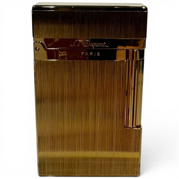 New - S.T. Dupont Paris - Brushed Gold-Tone Lighter - Made in France -  Ligne 2 - Small Logo - No Bo