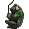 Image 2 : Whimsical Stained Glass Frog Lamp (bulb in base and under shade)  - 9" x 7" x 20" tall