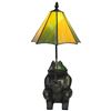 Image 4 : Whimsical Stained Glass Frog Lamp (bulb in base and under shade)  - 9" x 7" x 20" tall