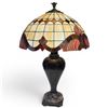 Image 1 : Tiffany Style Stained Glass Lamp with Metal and Quartz Composite Base (30" tall with 24" diameter sh