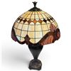 Image 2 : Tiffany Style Stained Glass Lamp with Metal and Quartz Composite Base (30" tall with 24" diameter sh