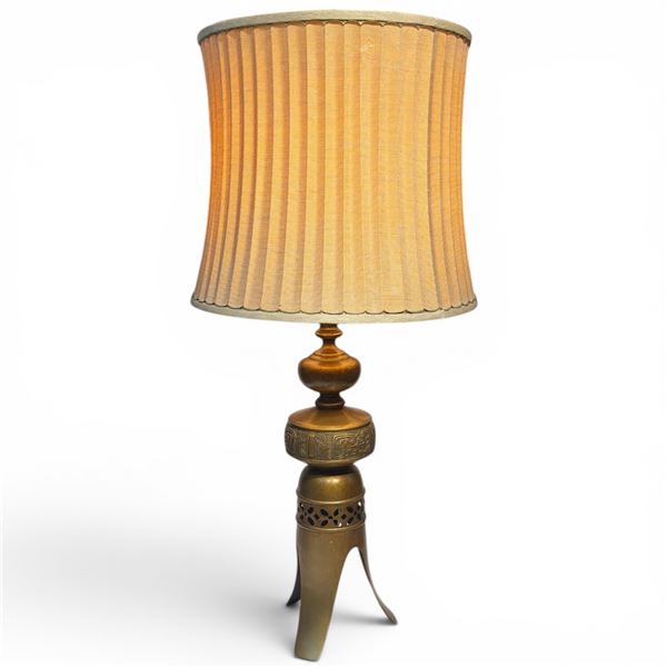 James Mont Style Hollywood Regency Asian Design Table Lamp - Cast Metal Base - Lamp base is 20" tall