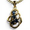 Image 1 : 14K Gold 1 CTW Sapphire Pendant Necklace (11 x 18mm pendant with 4 round cut sapphires on a 18" chai