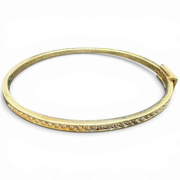 14K Gold and Diamond Hinged Bangle Bracelet - 27 Chanel Set Diamonds - Bracelet is 2.8mm wide - Tota