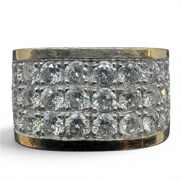 14K Gold and Pave Set Diamond Ring - Size 7 - Band is 9.8mm wide - Total Weigh: 9 grams