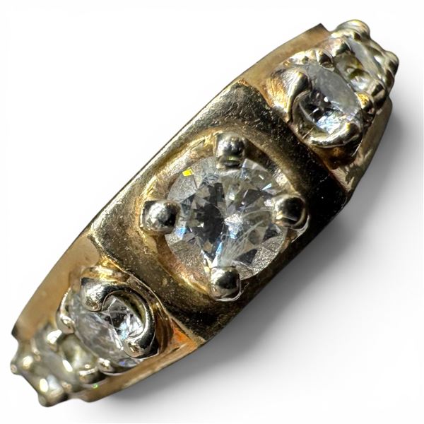 14K Gold and Diamond Ring - 7 Diamonds - Size 9.5 - Band is 5.4mm wide - Total Weigh: 5.8 grams