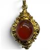 Image 2 : 10K Gold and Carnelian Etruscan Revival Pendant Necklace - 24" Chain with 1.25" x 1.25" diameter pen
