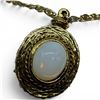 Image 4 : Vintage "Goldette New York" Gold-Tone Sautoir Necklace with Faux Moonstone Pendant - 34" long