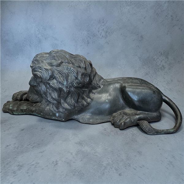 Vintage Bronze Recumbent Lion Sculpture Grand Tour Architectural Style (Partner is Lot 5A)