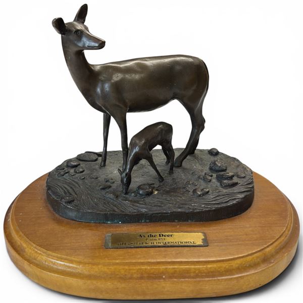 As the Deer Bronze Sculpture Signed by Scott Stearman Outreach International