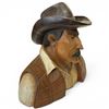 Image 5 : Wood Carved Cowboy Bust 14x15x10" Artist Signed