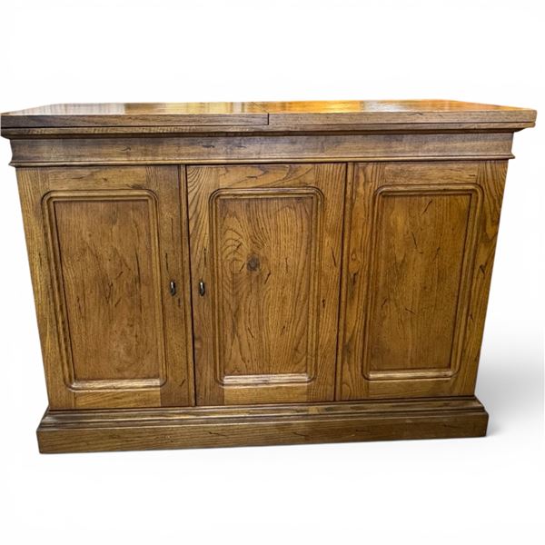 Mini Rolling Hideaway Bar Cart with Fold Out Top & Cutaway Shelf