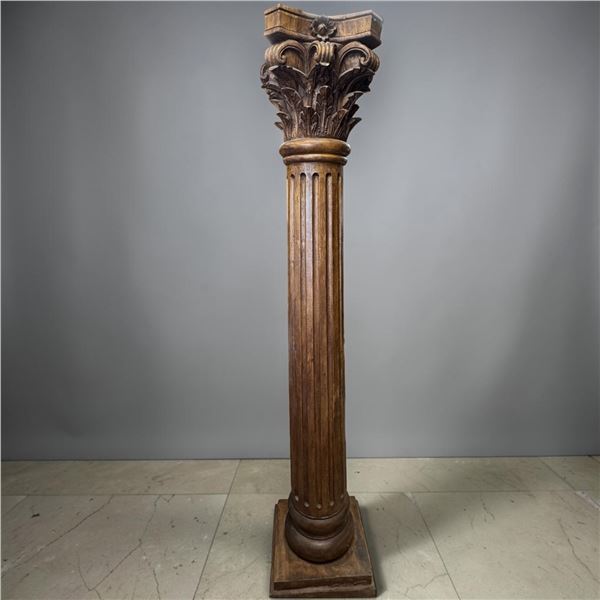 Carved Corinthian Wood Column 78" Tall 15.5"x15.5" Base #1