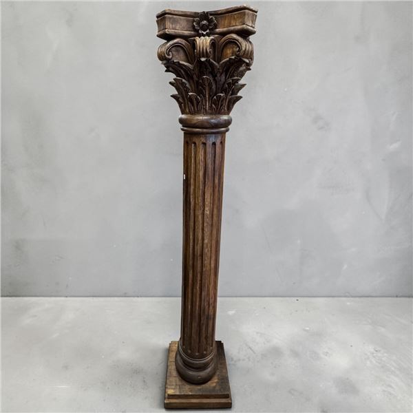 Carved Corinthian Wood Column 78" Tall 15.5"x15.5" Base #2
