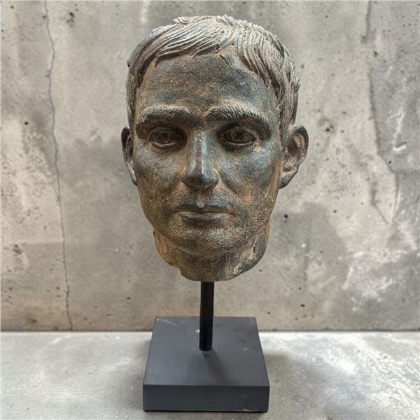 Classical Bronze Head Study with Deep Patina  19" Tall