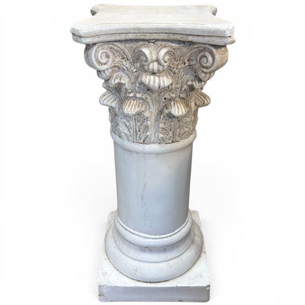This is a Design Toscano Corinthian Pillar Featuring Intricate Acanthus Leaf Detailing 25x10x10"