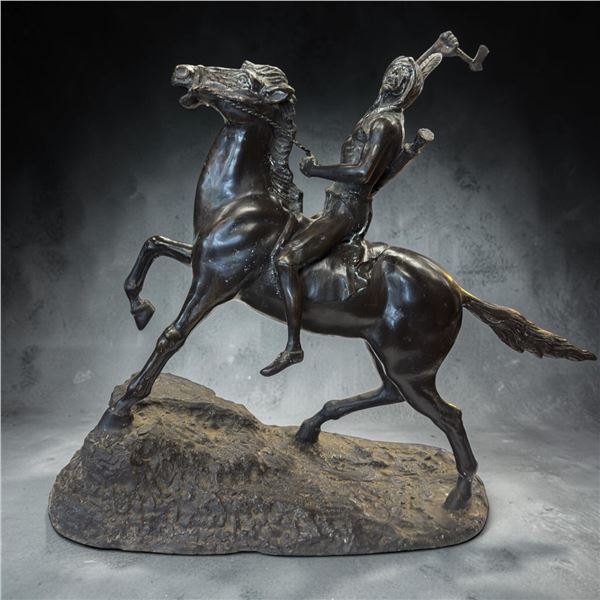 Remington Style Bronze Indian on Horse