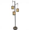 Image 1 : Nickel Gray Finish Floor Lamp with Three Hanging Lights with Mesh Shades 73" Tall