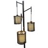 Image 4 : Nickel Gray Finish Floor Lamp with Three Hanging Lights with Mesh Shades 73" Tall
