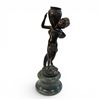 Image 2 : Edouard Drouot Bronze Cherub with Urn on Green Marble Base