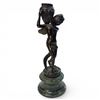Image 3 : Edouard Drouot Bronze Cherub with Urn on Green Marble Base