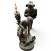 Image 1 : Art Noveau Style Baroness Design 20th Century Table Lamp Spelter Material Father Son Fishing 17"