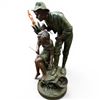 Image 2 : Art Noveau Style Baroness Design 20th Century Table Lamp Spelter Material Father Son Fishing 17"