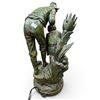 Image 3 : Art Noveau Style Baroness Design 20th Century Table Lamp Spelter Material Father Son Fishing 17"