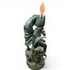Image 2 : Art Nouveau Style Figural Baroness Design 20th Century Spelter Table Lamp Boy & Girl Fishing 17"