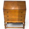 Image 1 : Vintage Secretary Style Wood Bureau Writing Desk with Slanted Drop Front