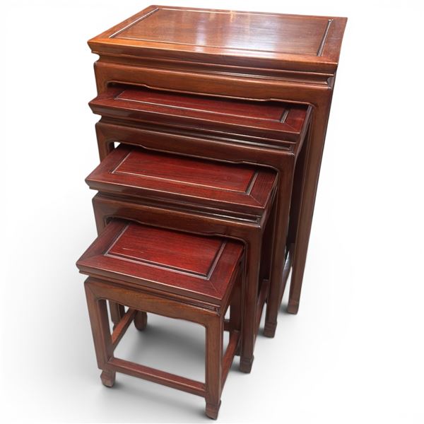 Nesting Tables Set of Four in Beautiful Rosewood Excellent Condition 20x14x26"