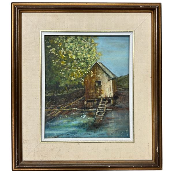 1988 Original Dorothy Walker Oil on Board the Old Shed Framed Artwork