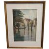 Image 1 : Alice B. Flower Riverside/Canal Scene, Watercolour (16 3/4 X 21 in.) Original Framed Work
