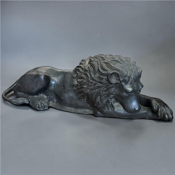 Vintage Bronze Recumbent Lion Sculpture Grand Tour Architectural Style (Partner is Lot 721)