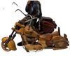 Image 2 : Two Motorcycle Figurines: Painted Rider and Hand-Carved Wooden Sculpture Largest is 14" Tall