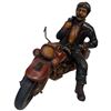 Image 3 : Two Motorcycle Figurines: Painted Rider and Hand-Carved Wooden Sculpture Largest is 14" Tall