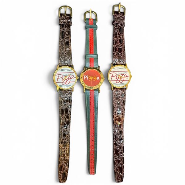 Three 1980s/90s McDonalds Cult Classic "Pizza" Watches with Leather Straps - Barely Worn