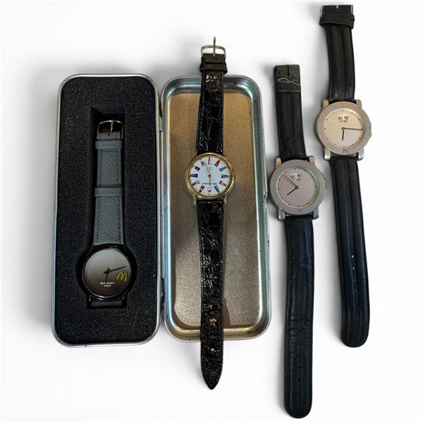 Group of 4 McDonalds Watches - Taiwan, 1988 Singapore & 2 x 2000 Watches by Wedo Promotions Germany