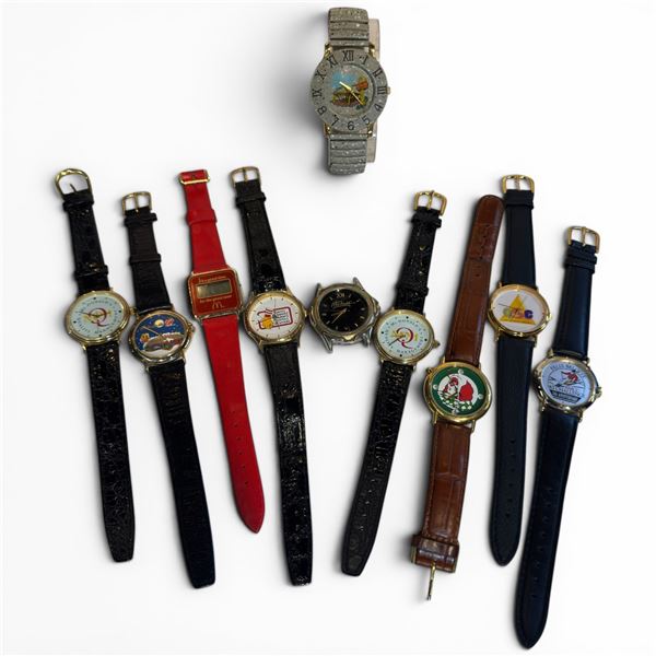 9 McDonalds Watches and 1 McDonalds Watch Part - Featuring the Rare "Roc Donalds" Flintstone Style W