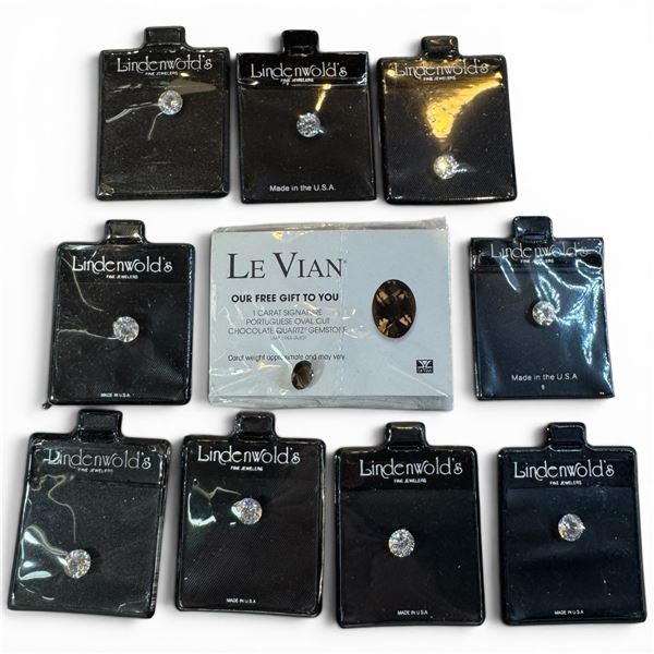 9 Lindenwold's 1 Carat CZ Gems & 1 Le Vian 1 Carat Portuguese Oval Cut Chocolate Quartz Gemstone