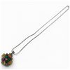 Image 2 : Enameled .950 Silver Pendant on 22" Sterling Silver  Chain (Pendant is 45 x 45mm) - Total Weight: 21