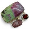 Image 2 : 4 New Rings * all stamped .925 * (Green & Ruby Zozite and Pink Oyster Turquoise) Longest ring  is 33