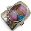 Image 4 : 4 New Rings * all stamped .925 * (Green & Ruby Zozite and Pink Oyster Turquoise) Longest ring  is 33
