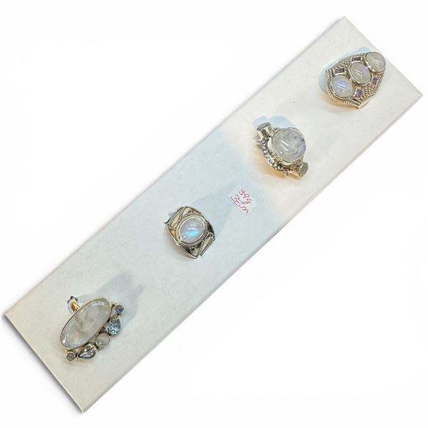 4 New Rings * all stamped .925 * (Moonstones - Some with  Crystals) Longest ring  is 33 mm * Total w