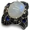 Image 3 : 4 New Rings * all stamped .925 * (Moonstones with Coloured and Clear Quartz Crystals) Longest ring