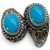 Image 3 : 4 New Rings * all stamped .925 * (Turquoise, Turquoise with Pearl) Longest ring  is 35 mm * Total we