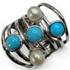Image 4 : 4 New Rings * all stamped .925 * (Turquoise, Turquoise with Pearl) Longest ring  is 35 mm * Total we